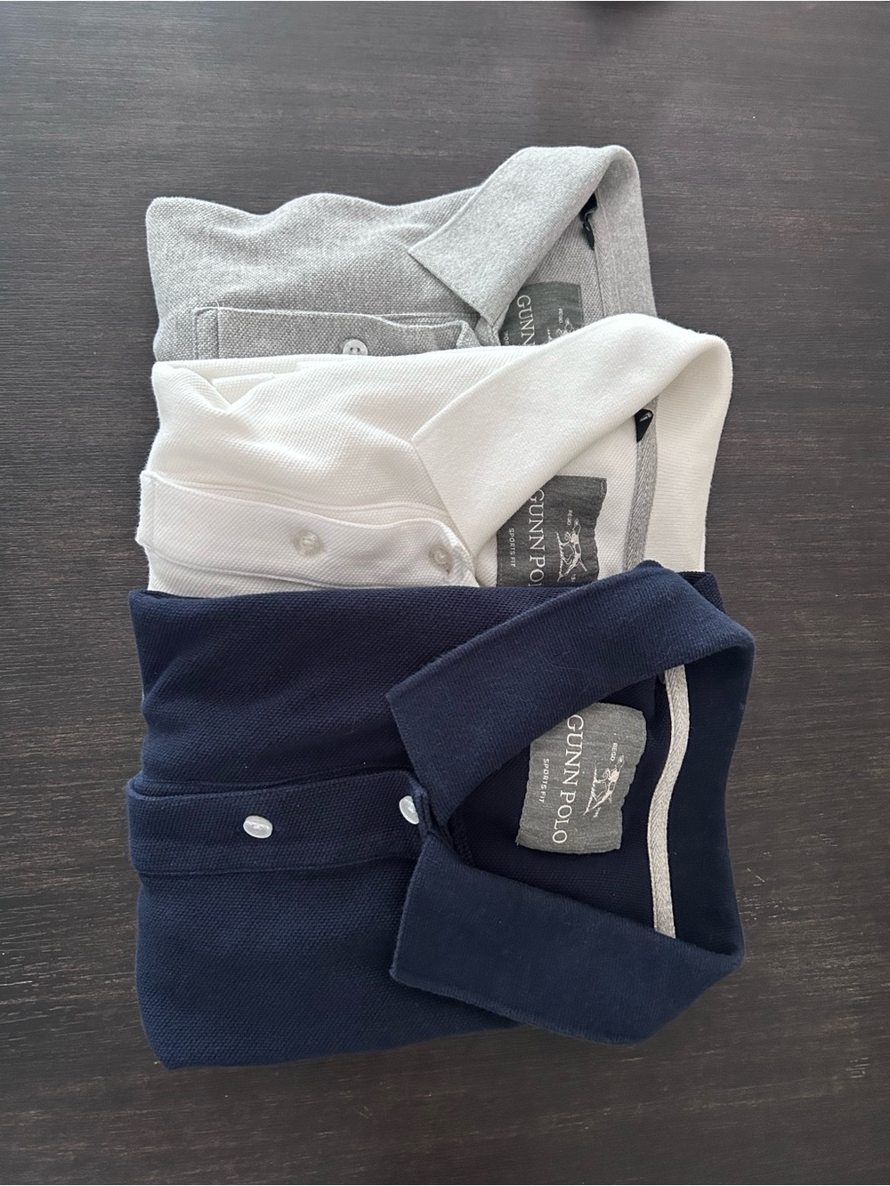 Gunn Polo Men’s Large Sports Fit Polo Shirt Bundle of 3 - White, Navy, Gray